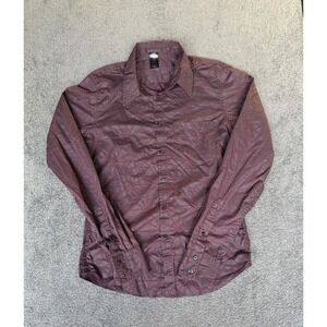 Custo Barcelona Mens shirt Burgundy Geometric Metallic Cotton Button Down 2 L